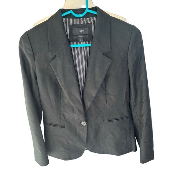 J.Crew Linen Blend One-Button Blazer Black Women’s Size 2 - Picture 1 of 4
